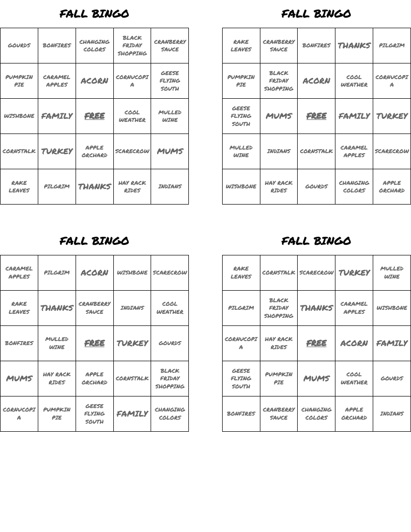 FALL BINGO