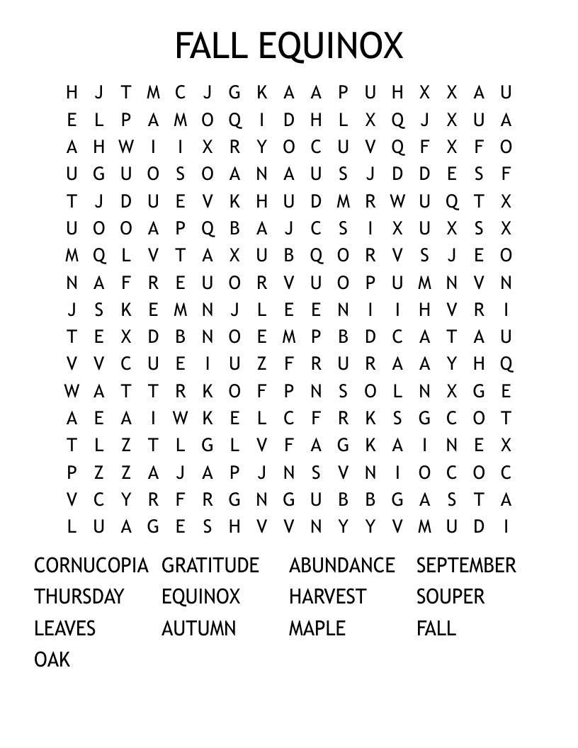 FALL EQUINOX Word Search