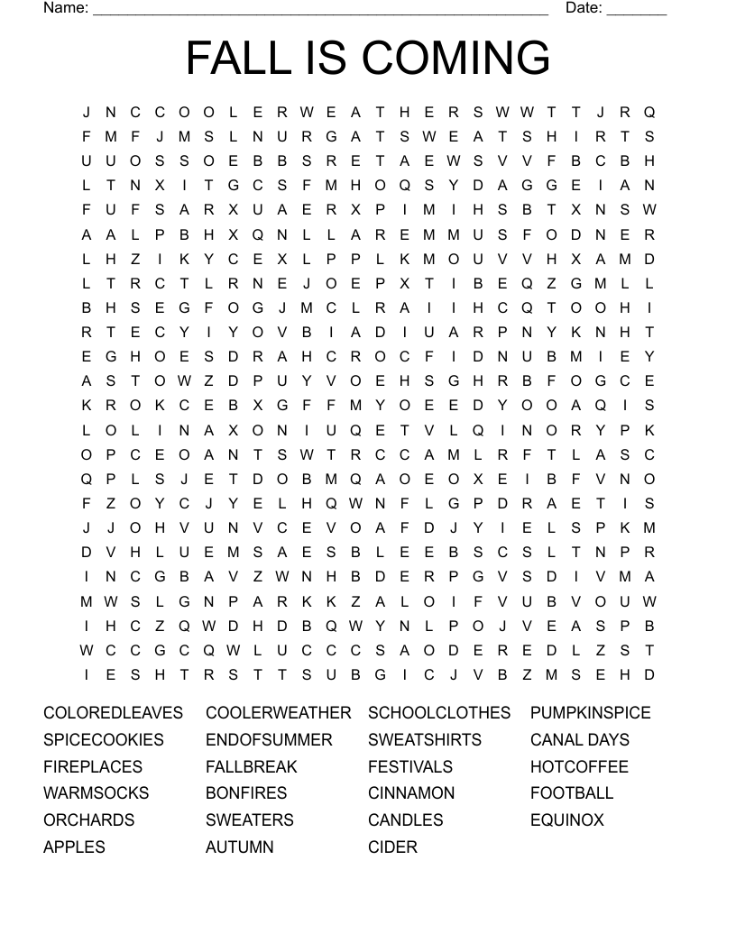 FALL IS COMING Word Search