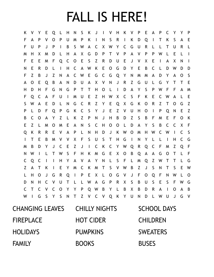FALL IS HERE! Word Search