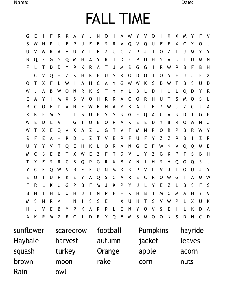 FALL TIME Word Search
