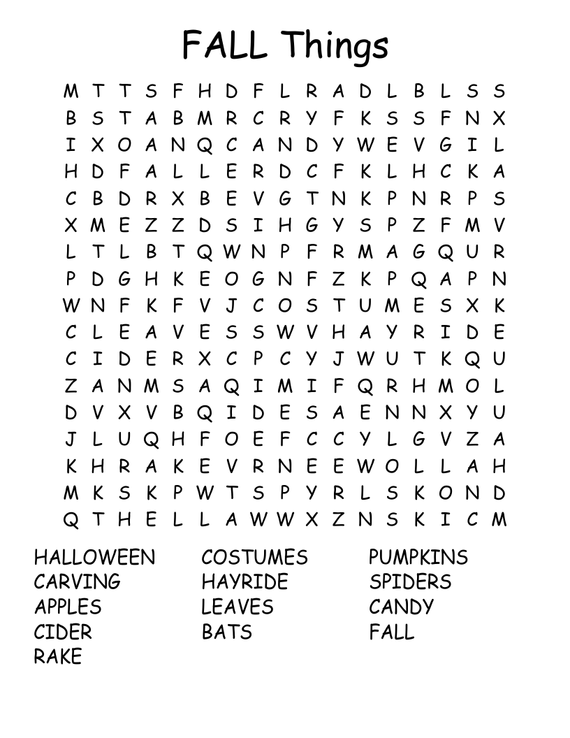 FALL Things Word Search