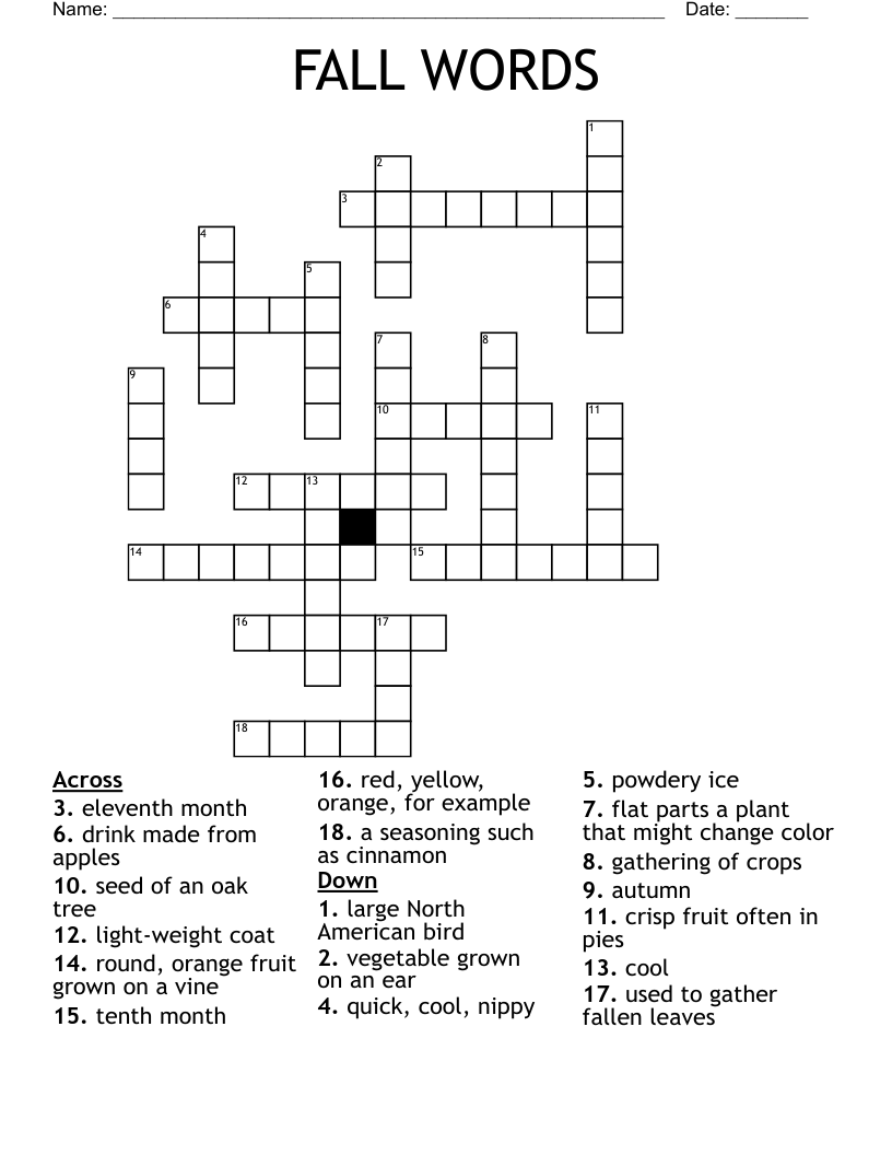 FALL WORDS Crossword