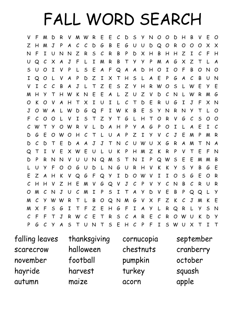 FALL WORD SEARCH