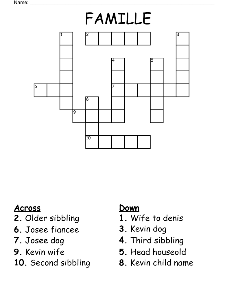 FAMILLE Crossword