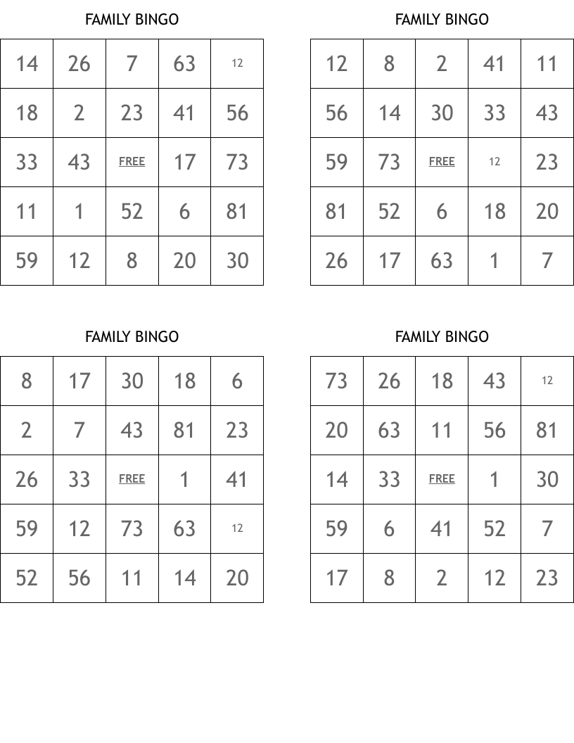 FAMILY BINGO