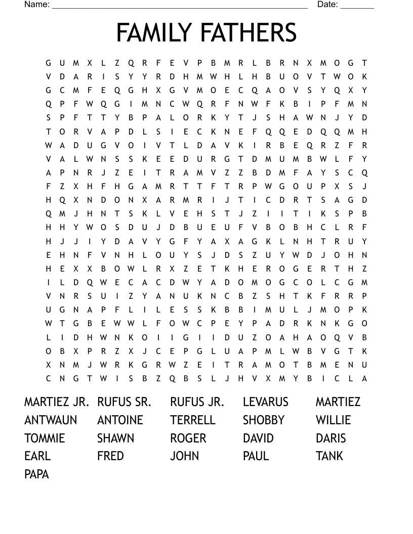 FAMILY FATHERS Word Search