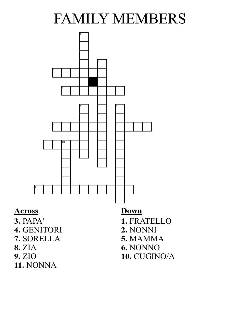 FAMILY MEMBERS Crossword