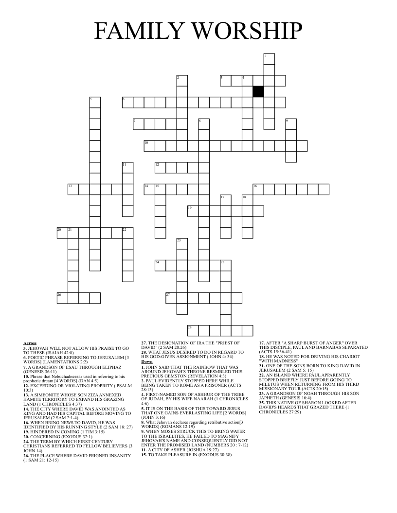 FAMILY WORSHIP Crossword