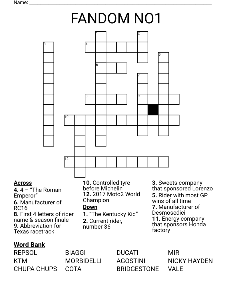 FANDOM NO1 Crossword