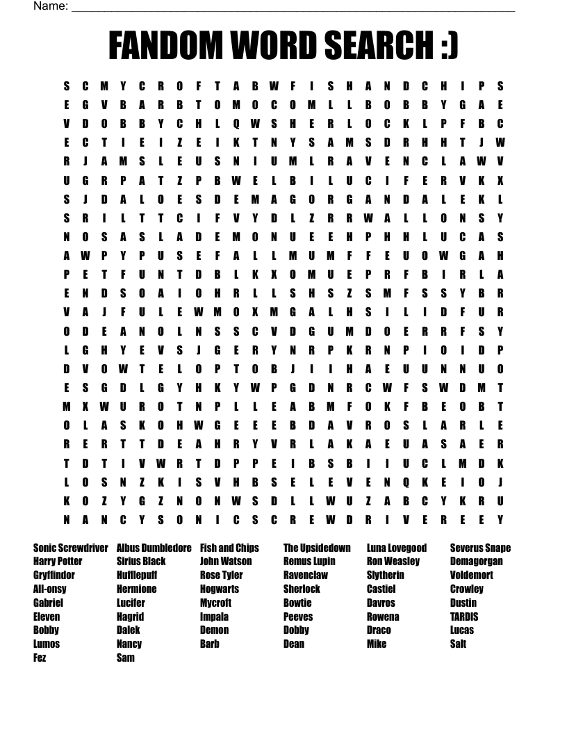 FANDOM WORD SEARCH :)