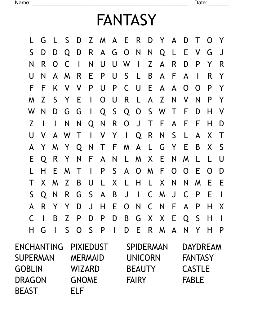FANTASY Word Search
