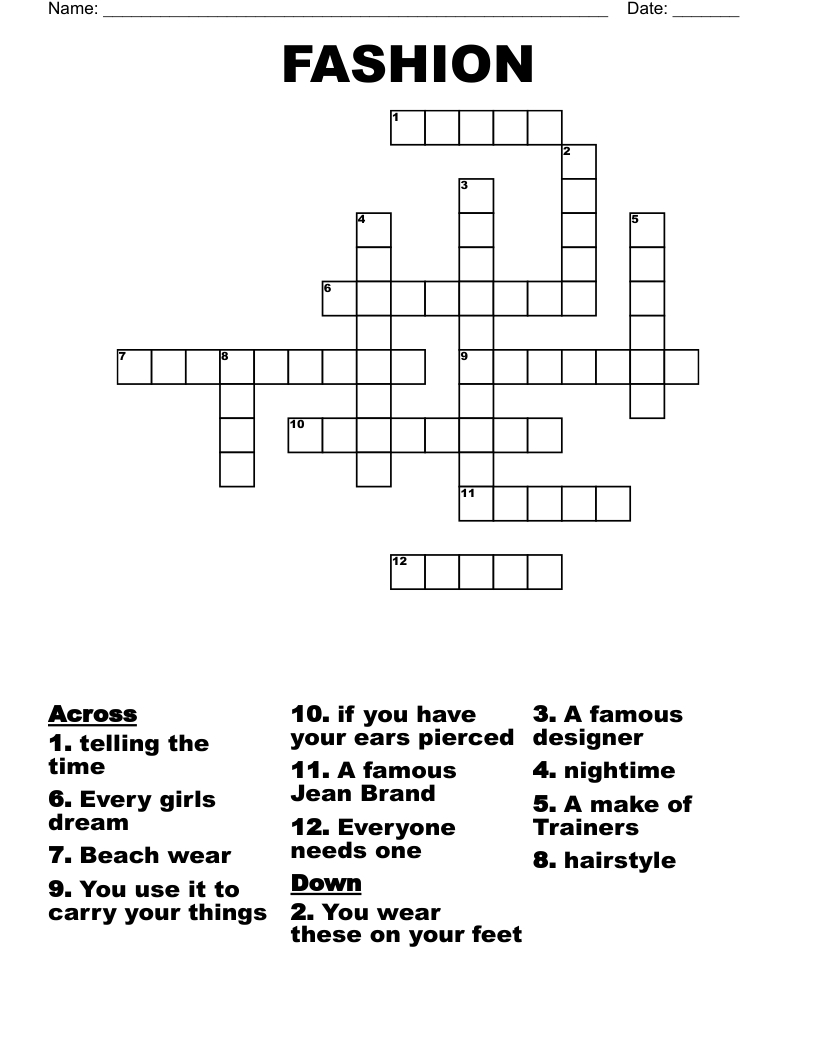 FASHION Crossword