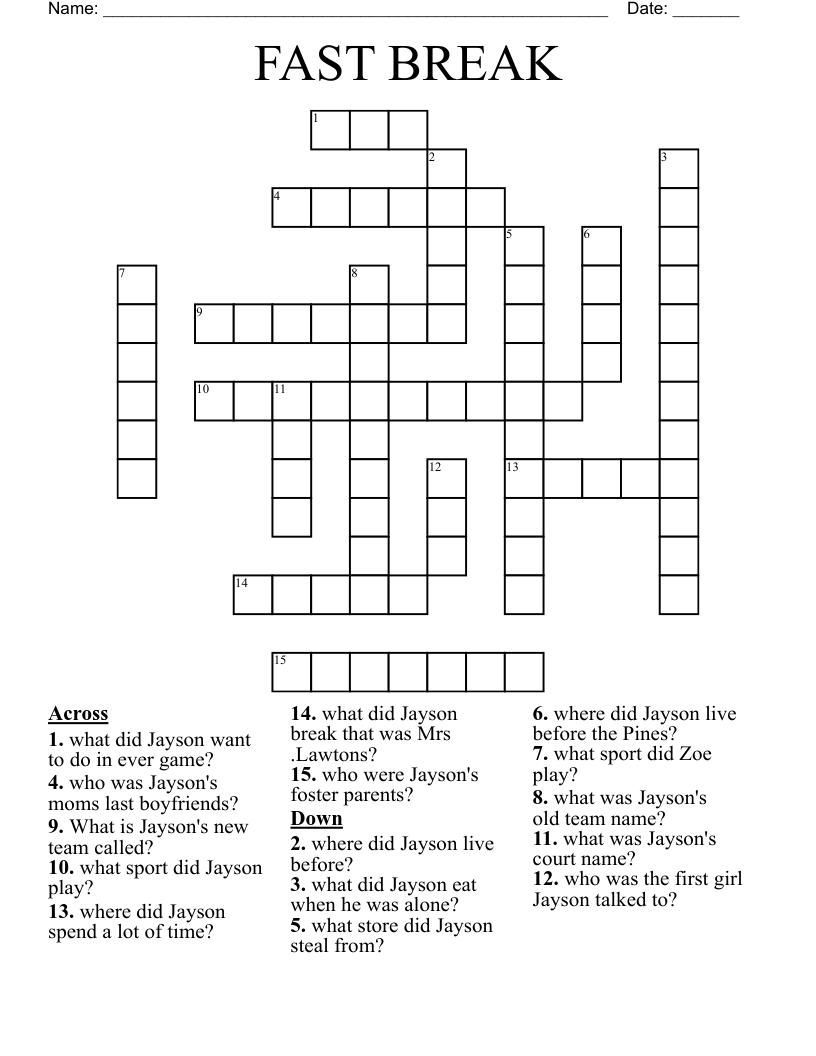 FAST BREAK Crossword