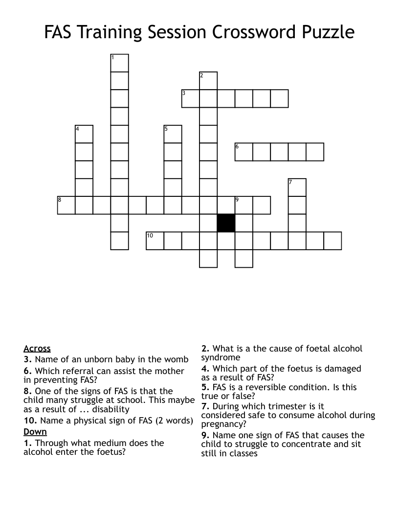FAS Training Session Crossword Puzzle 