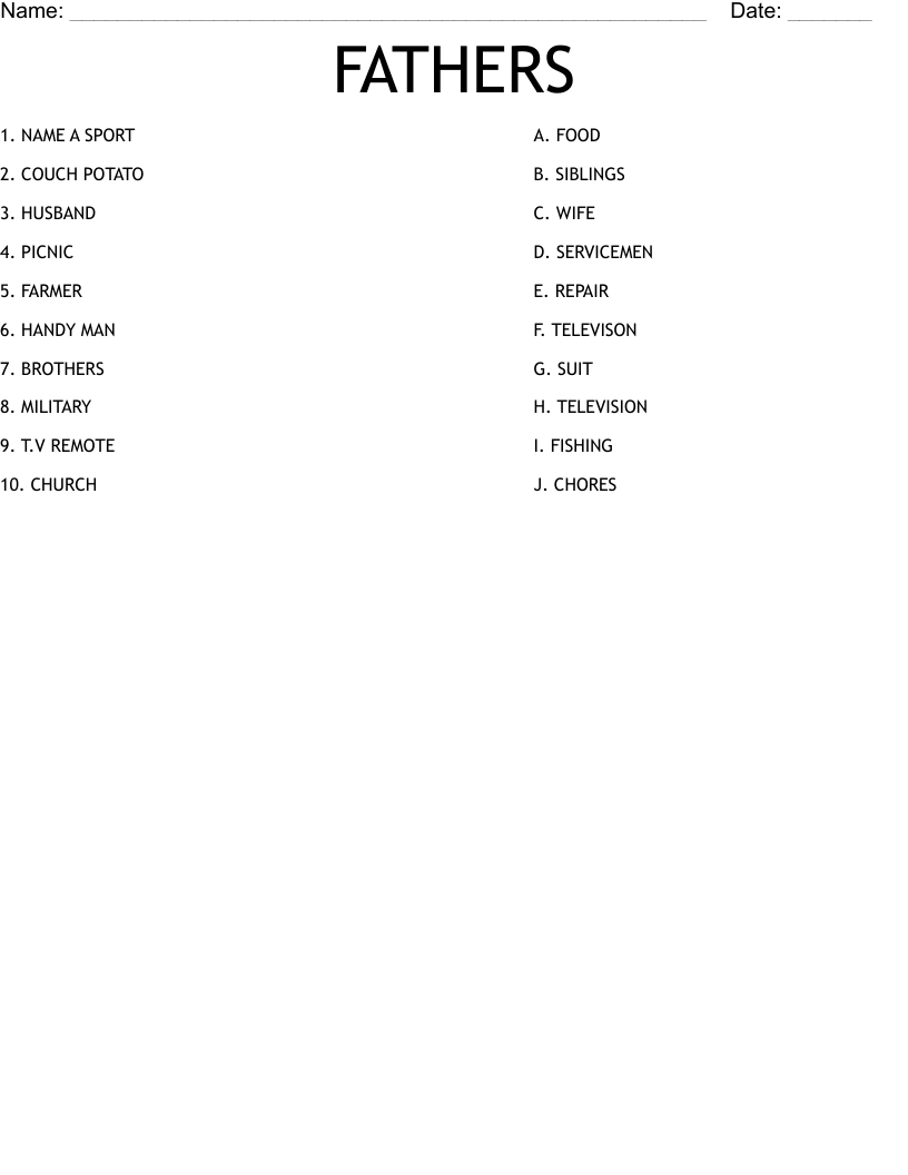 FATHERS Worksheet
