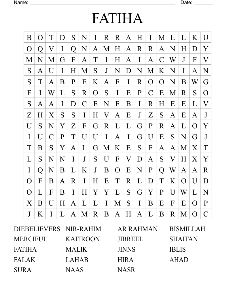 FATIHA Word Search