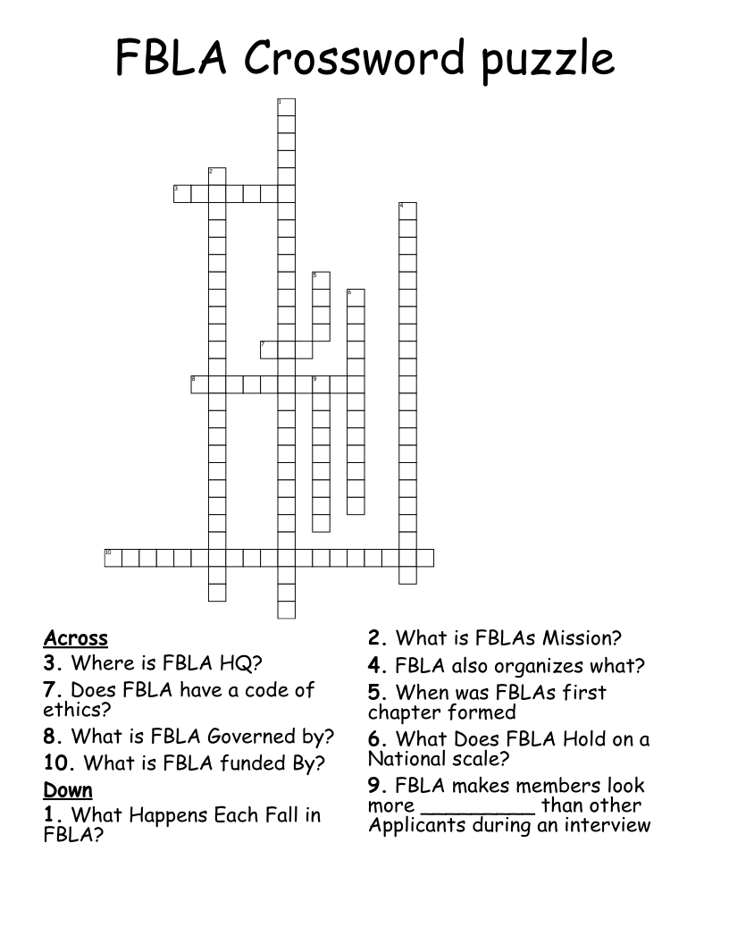 FBLA Crossword puzzle