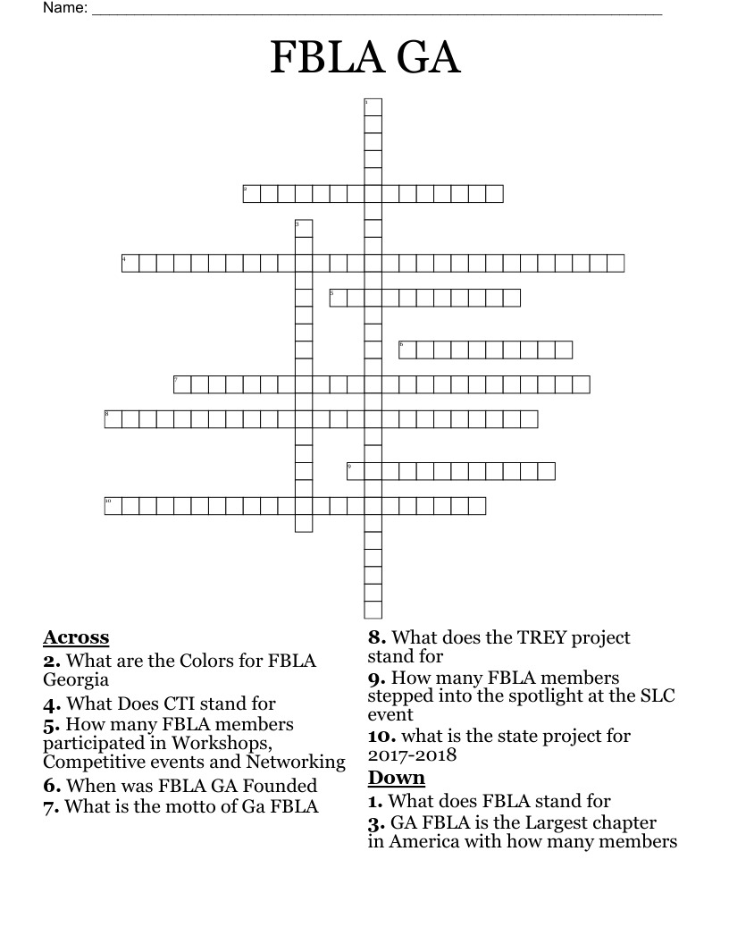 FBLA GA Crossword