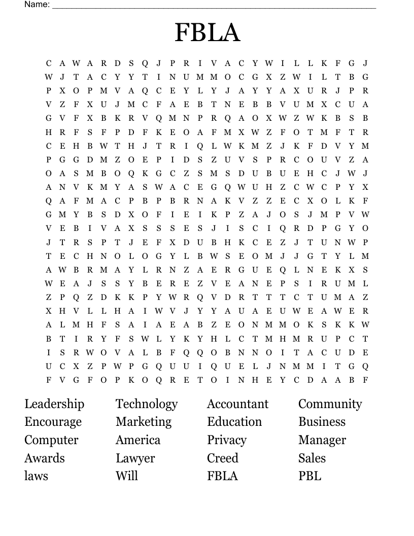 FBLA  Word Search