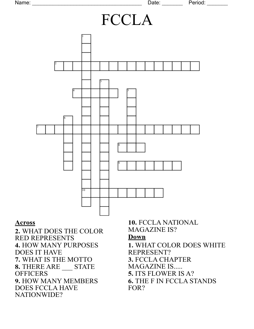 FCCLA Crossword