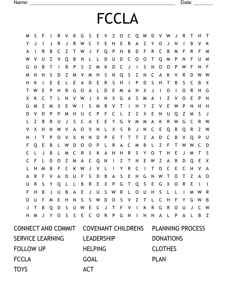FCCLA Word Search