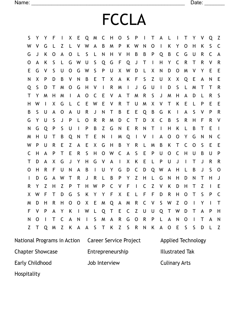 FCCLA Word Search