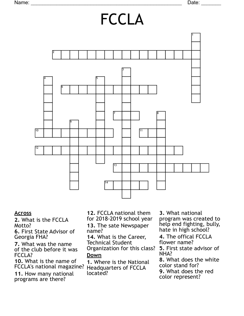 FCCLA Crossword