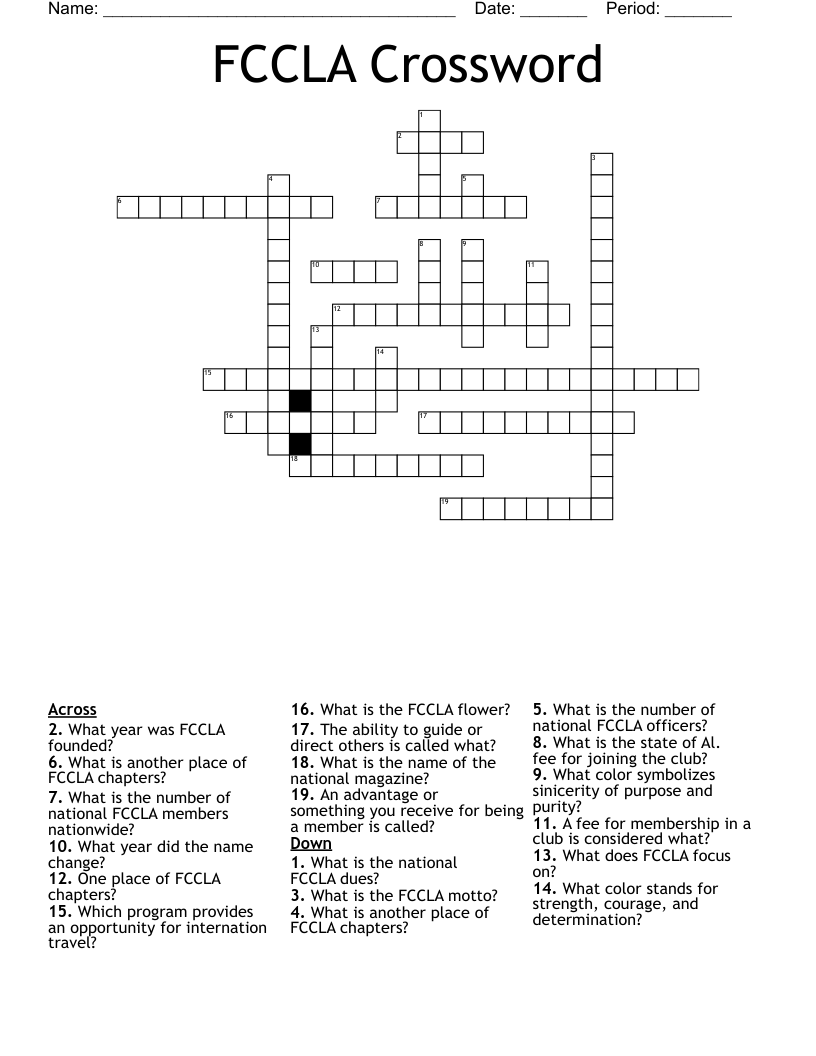 FCCLA Crossword 