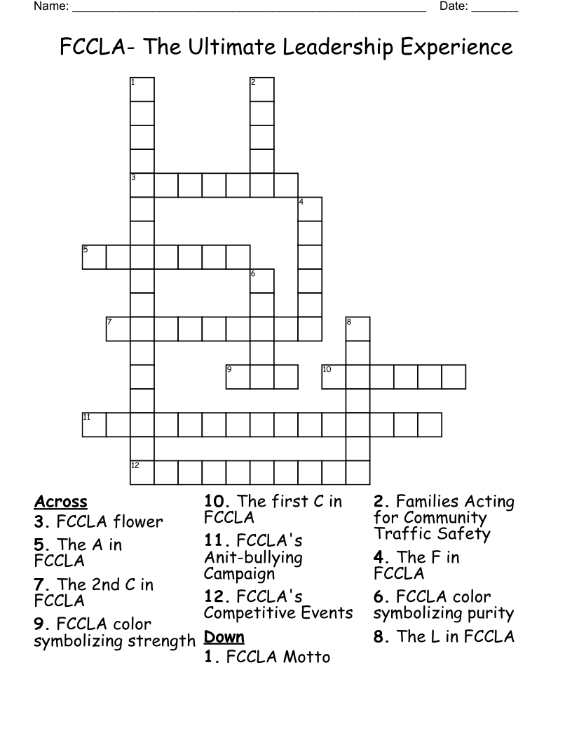 FCCLA- The Ultimate Leadership Experience Crossword