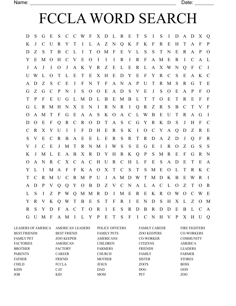 FCCLA WORD SEARCH