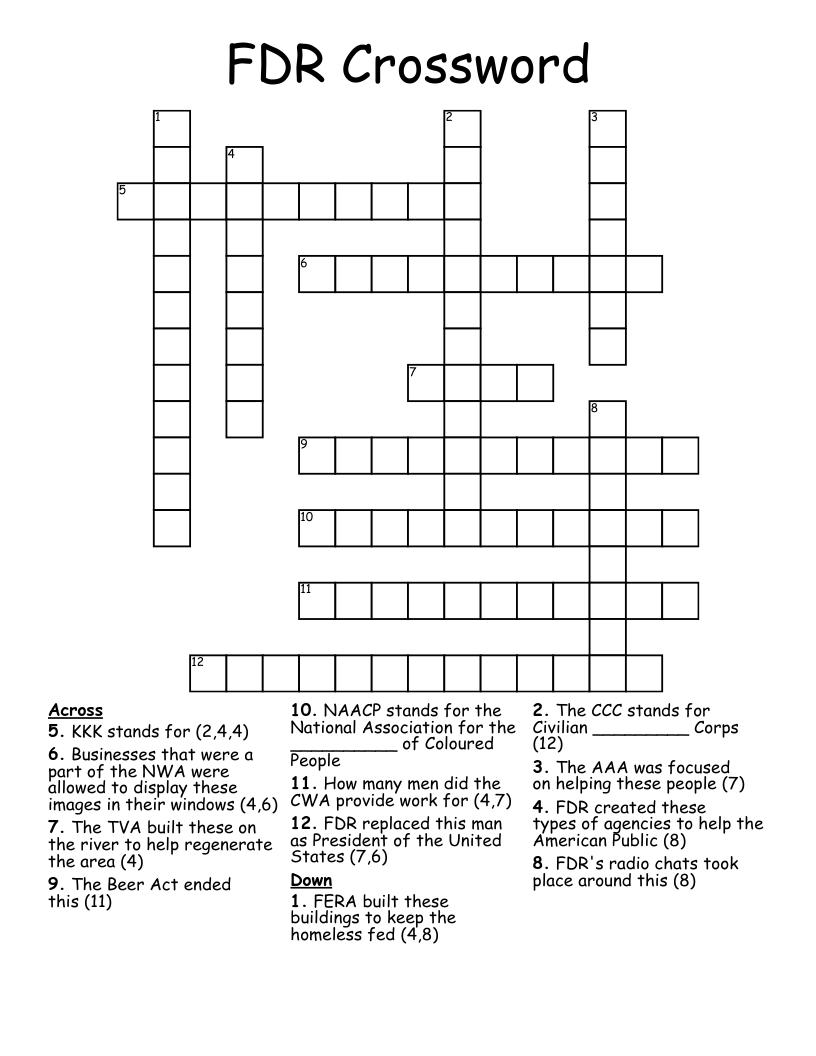 FDR Crossword