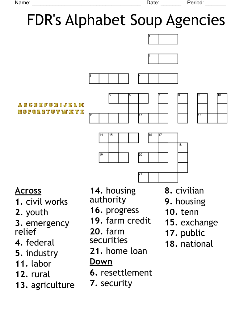 FDR's Alphabet Soup Agencies Crossword