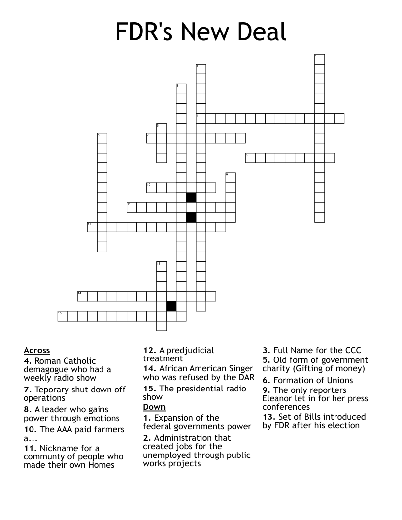 FDR's New Deal Crossword