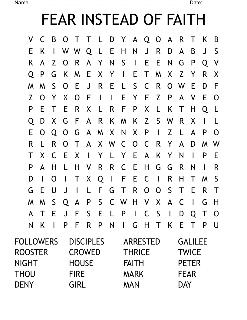 FEAR INSTEAD OF FAITH Word Search
