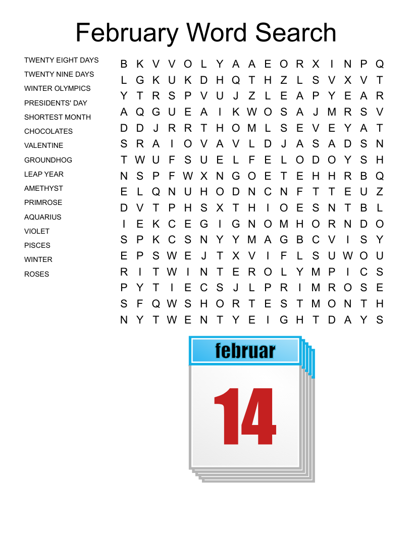 February Word Search