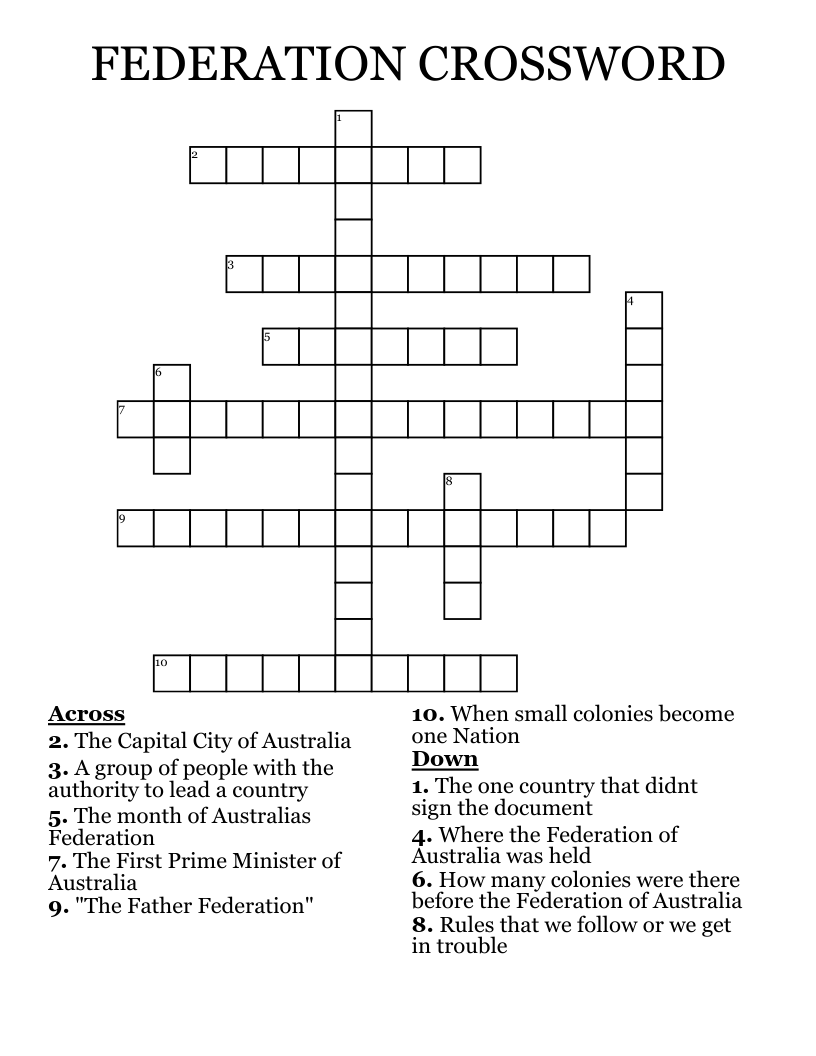 FEDERATION CROSSWORD 