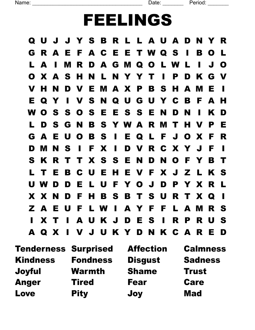 FEELINGS Word Search