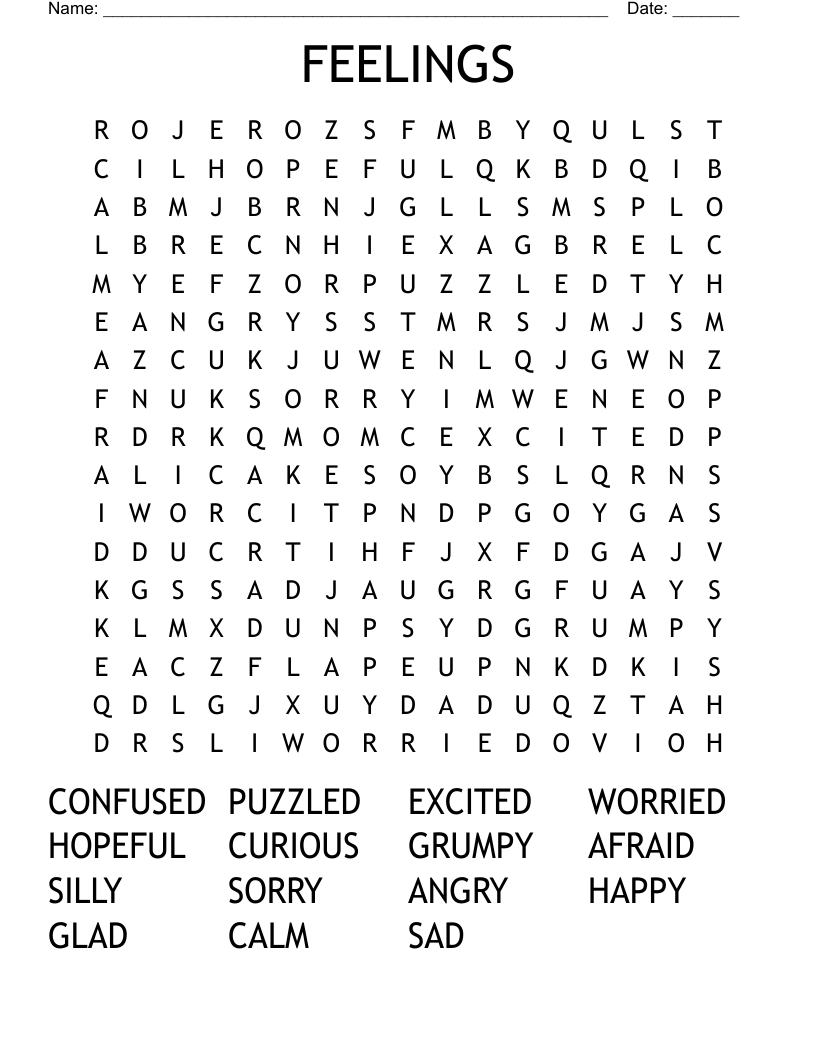 FEELINGS Word Search