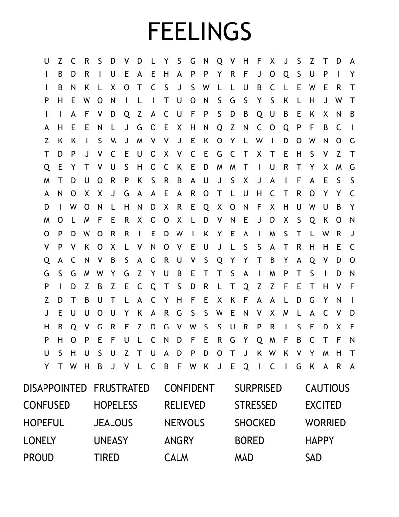 FEELINGS Word Search