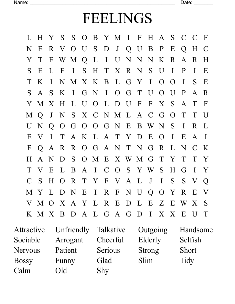 FEELINGS Word Search