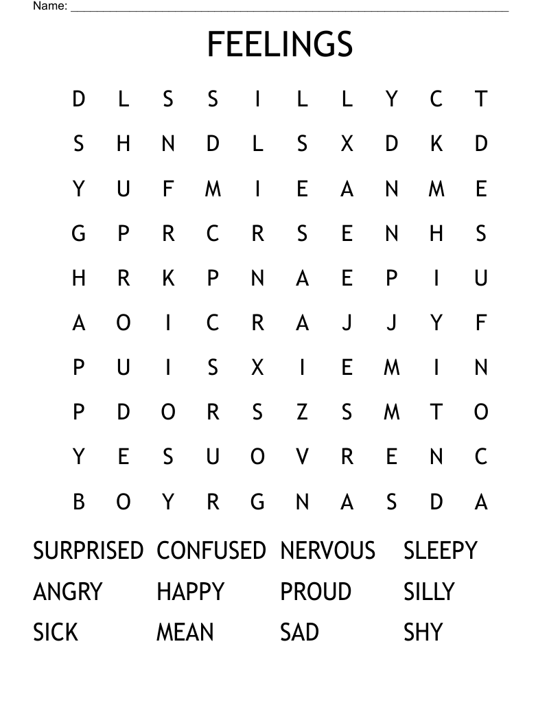 FEELINGS Word Search