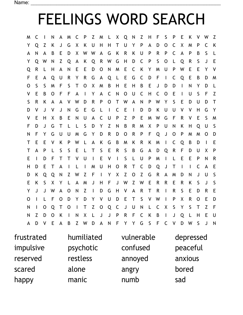 FEELINGS WORD SEARCH