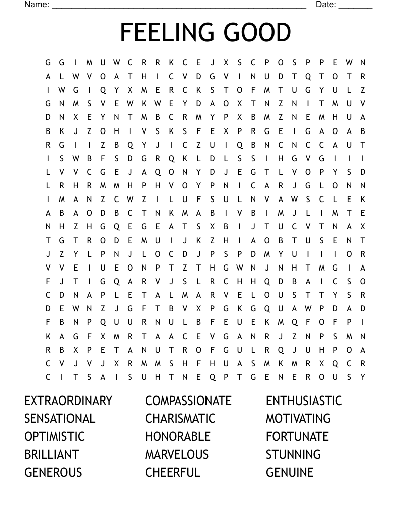 FEELING GOOD Word Search