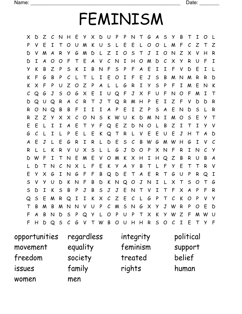 FEMINISM Word Search