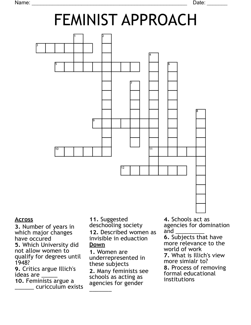FEMINIST APPROACH Crossword