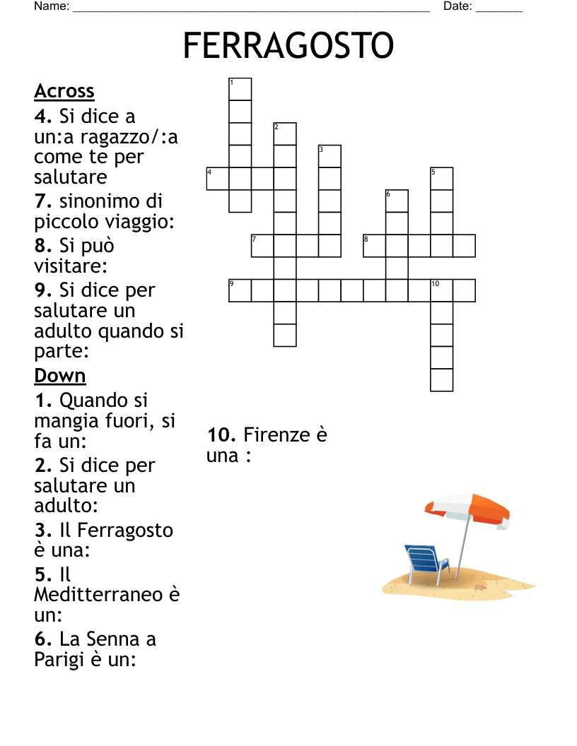 FERRAGOSTO Crossword