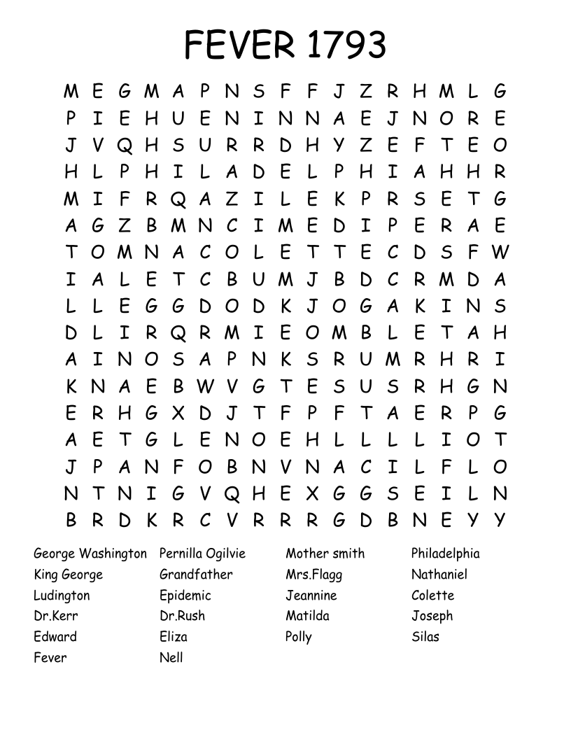 FEVER 1793 Word Search