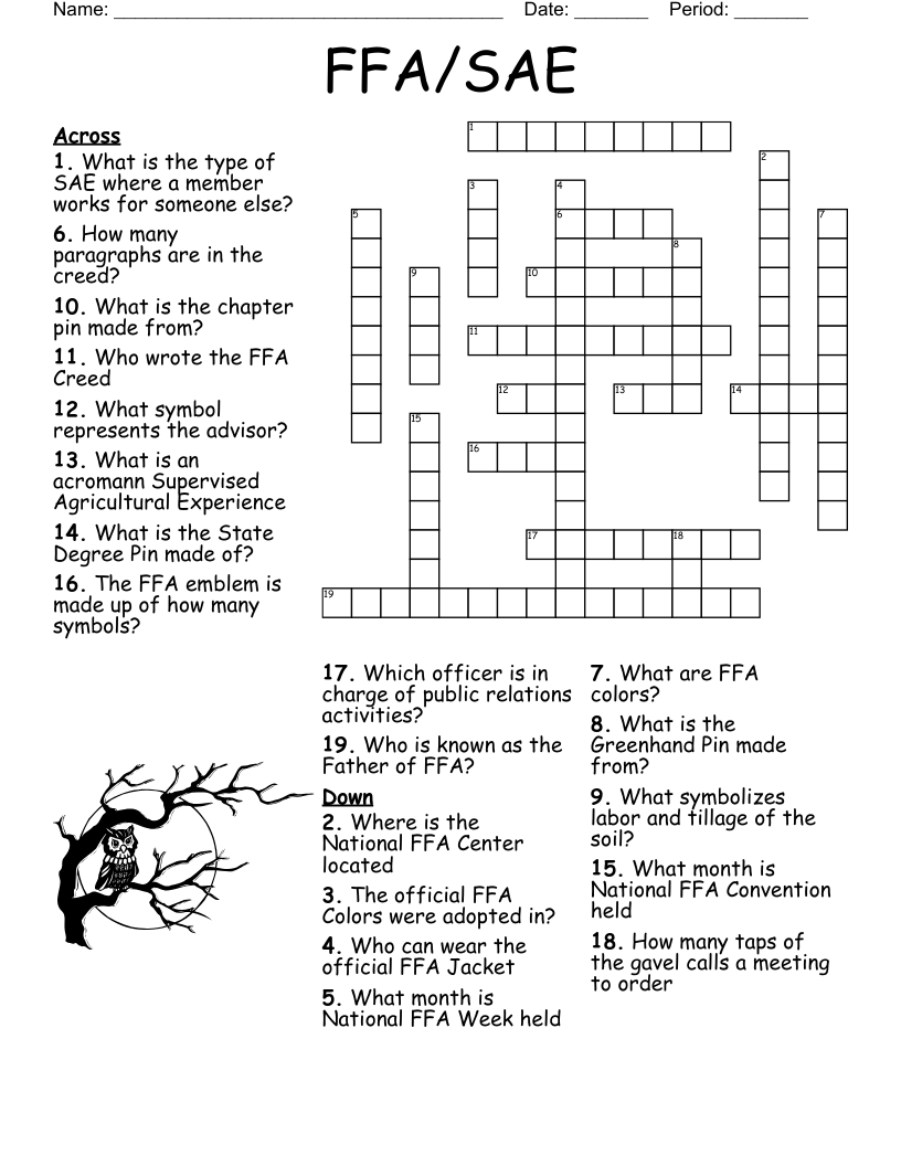 FFA/SAE Crossword