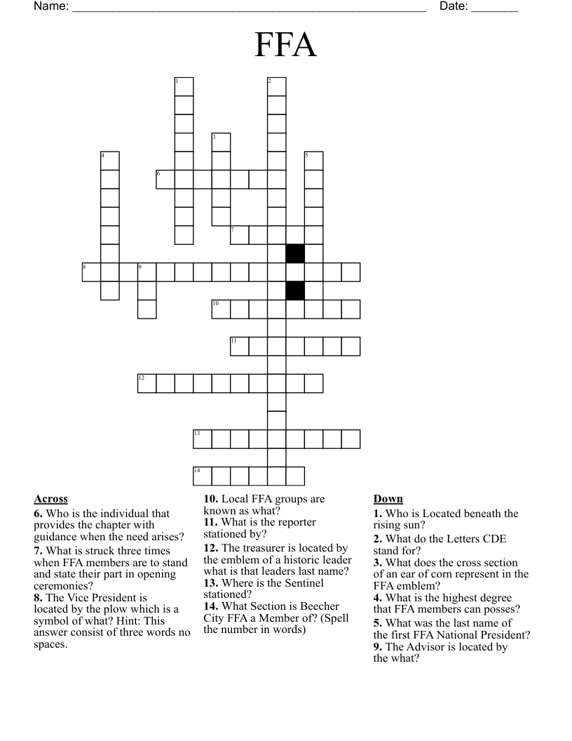 FFA Crossword